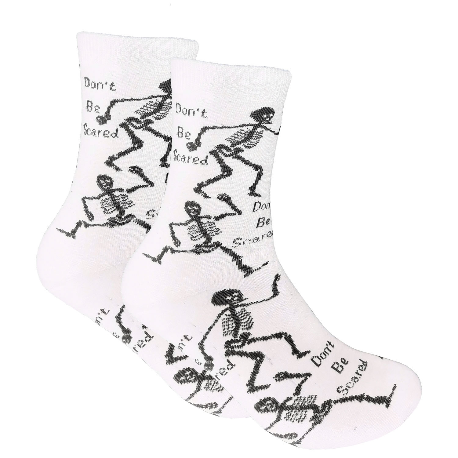 Do Not Be Scared Halloween Skull Jacquard Crew Socks Novelty Socks